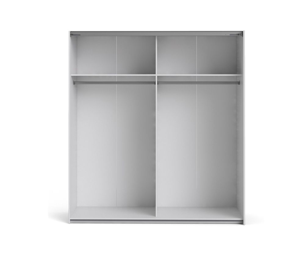 FTG Verona White with Mirror Door 180cm Sliding Wardrobe with 2 Shelves