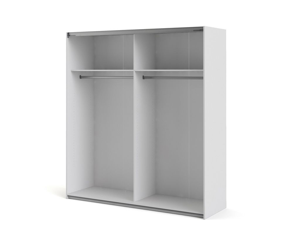 FTG Verona White with Mirror Door 180cm Sliding Wardrobe with 2 Shelves