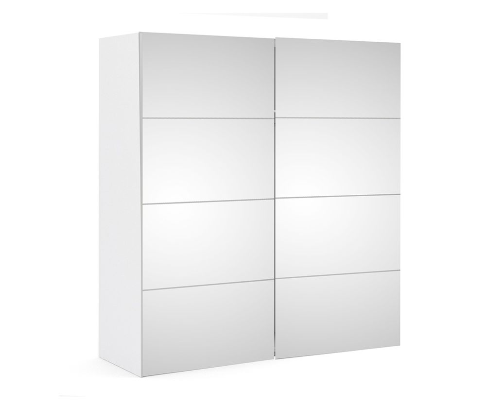 FTG Verona White with Mirror Door 180cm Sliding Wardrobe with 3 Shelves