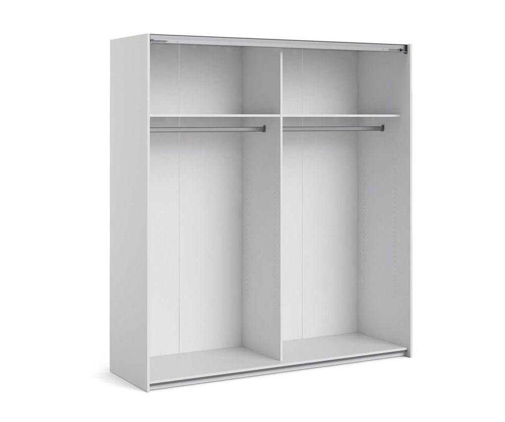 FTG Verona White with Mirror Door 180cm Sliding Wardrobe with 3 Shelves