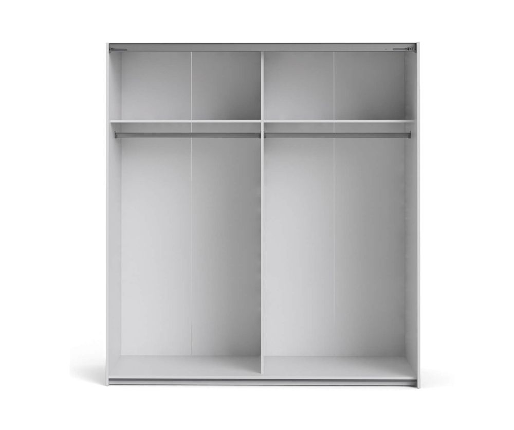 FTG Verona White with Mirror Door 180cm Sliding Wardrobe with 3 Shelves