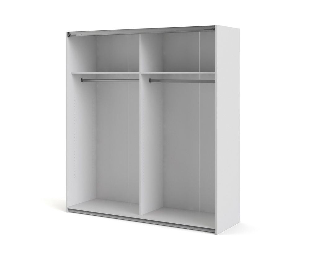 FTG Verona White with Mirror Door 180cm Sliding Wardrobe with 3 Shelves
