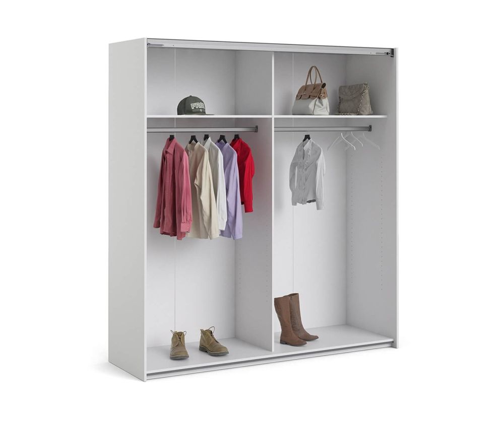 FTG Verona White with Mirror Door 180cm Sliding Wardrobe with 3 Shelves