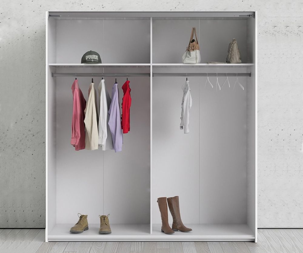 FTG Verona White with White and Oak Door 180cm Sliding Wardrobe with 2 Shelves