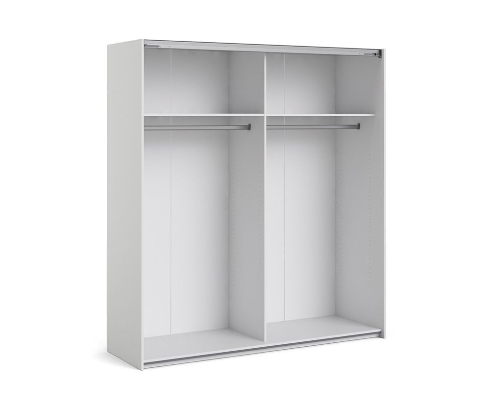 FTG Verona White with White and Mirror Door 180cm Sliding Wardrobe with 2 Shelves
