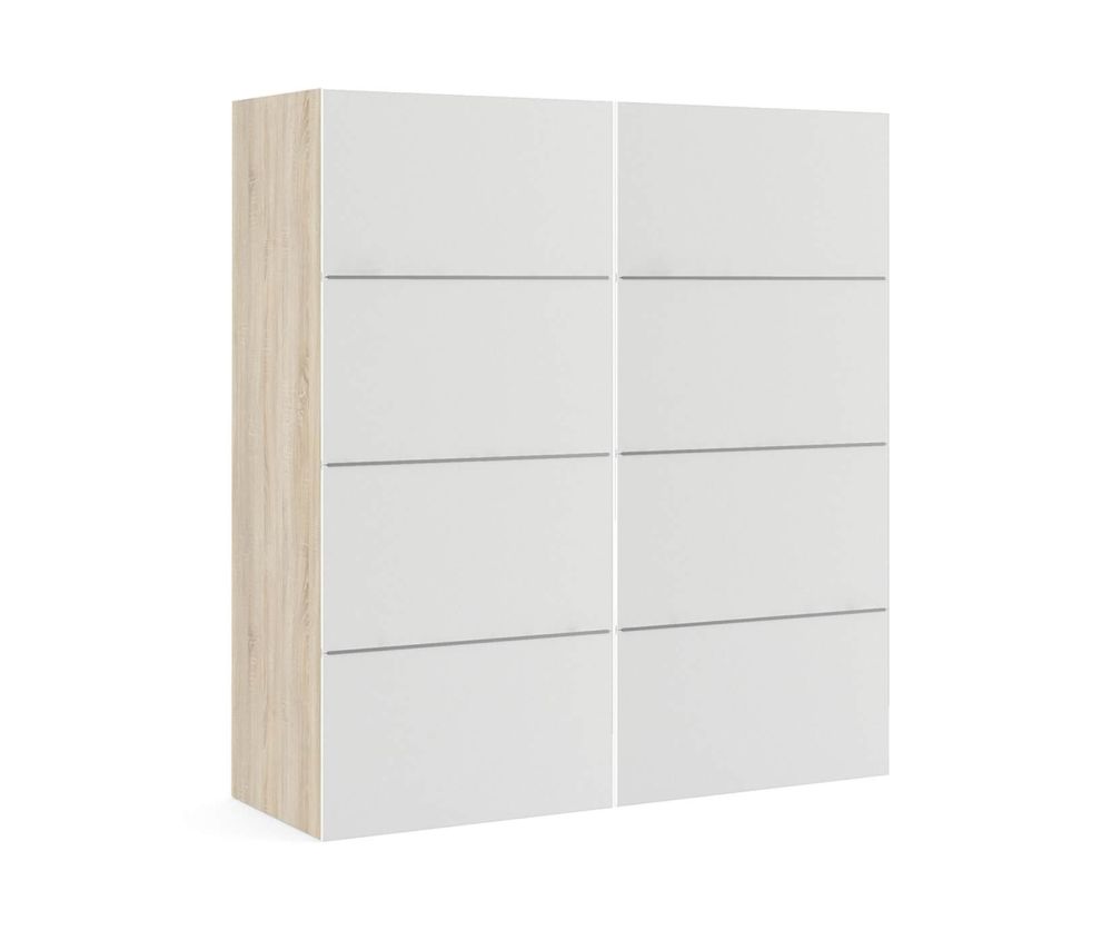 FTG Verona Oak with White Door 180cm Sliding Wardrobe with 2 Shelves