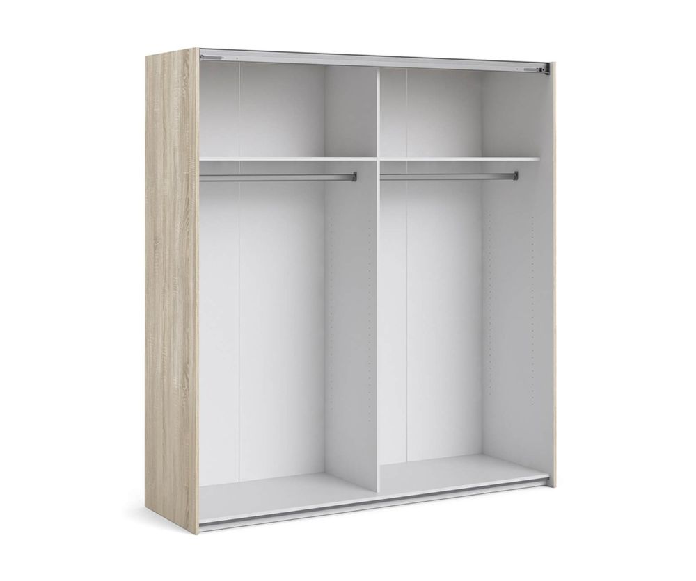 FTG Verona Oak with White Door 180cm Sliding Wardrobe with 2 Shelves