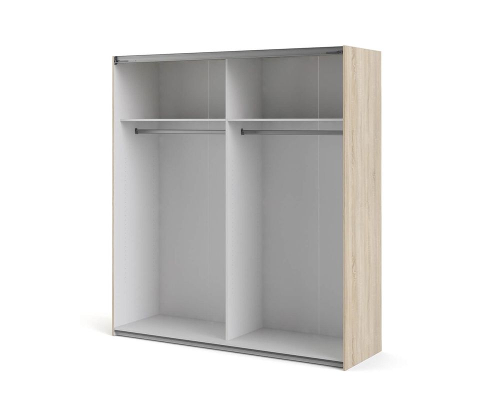 FTG Verona Oak with White Door 180cm Sliding Wardrobe with 2 Shelves