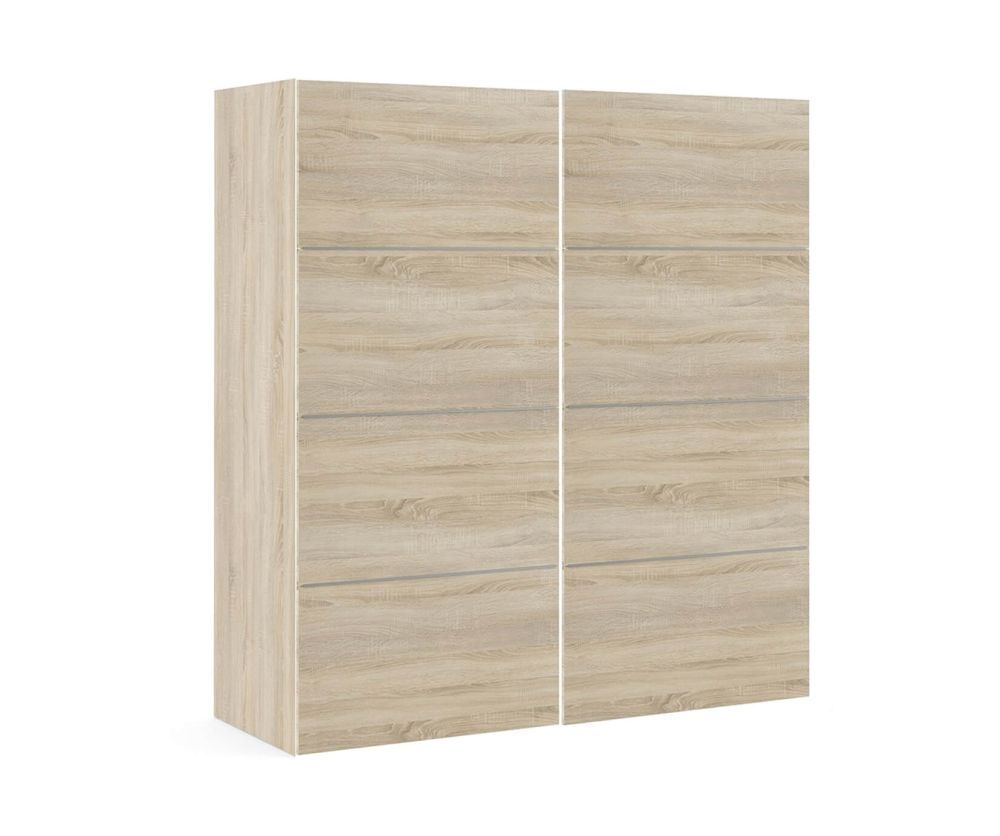 FTG Verona Oak 180cm Sliding Wardrobe with 2 Shelves