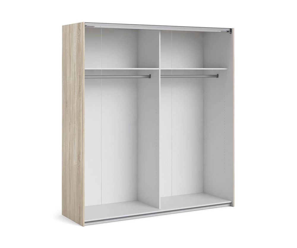 FTG Verona Oak 180cm Sliding Wardrobe with 2 Shelves