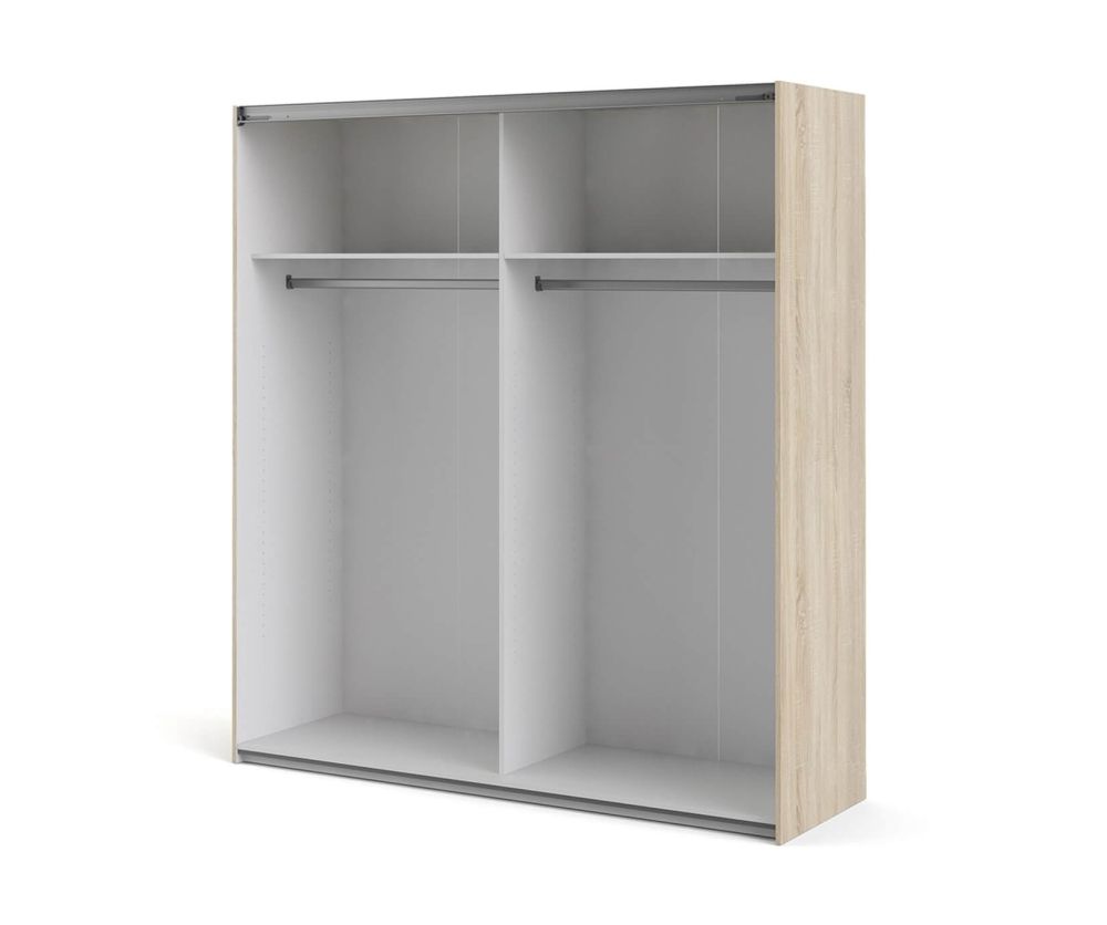 FTG Verona Oak 180cm Sliding Wardrobe with 2 Shelves
