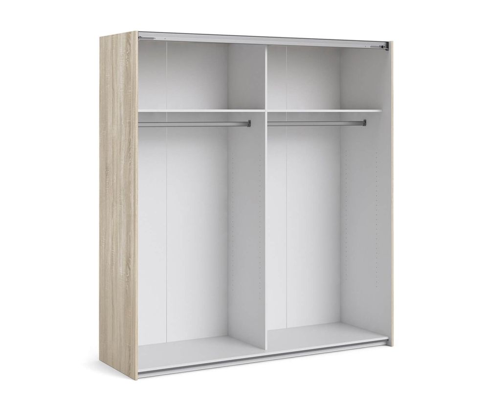 FTG Verona Oak with Mirror Door 180cm Sliding Wardrobe with 2 Shelves