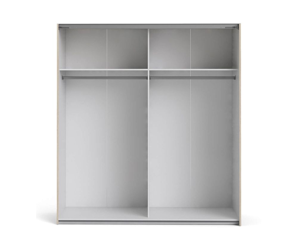 FTG Verona Oak with Mirror Door 180cm Sliding Wardrobe with 2 Shelves