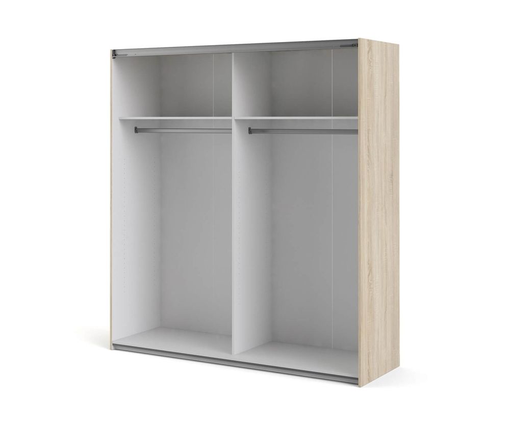 FTG Verona Oak with Mirror Door 180cm Sliding Wardrobe with 2 Shelves
