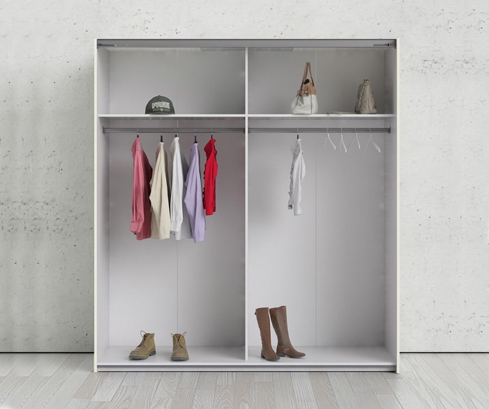 FTG Verona Oak with Mirror Door 180cm Sliding Wardrobe with 2 Shelves