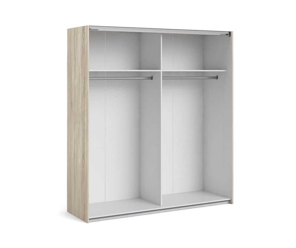 FTG Verona Oak with White and Oak Door 180cm Sliding Wardrobe with 2 Shelves