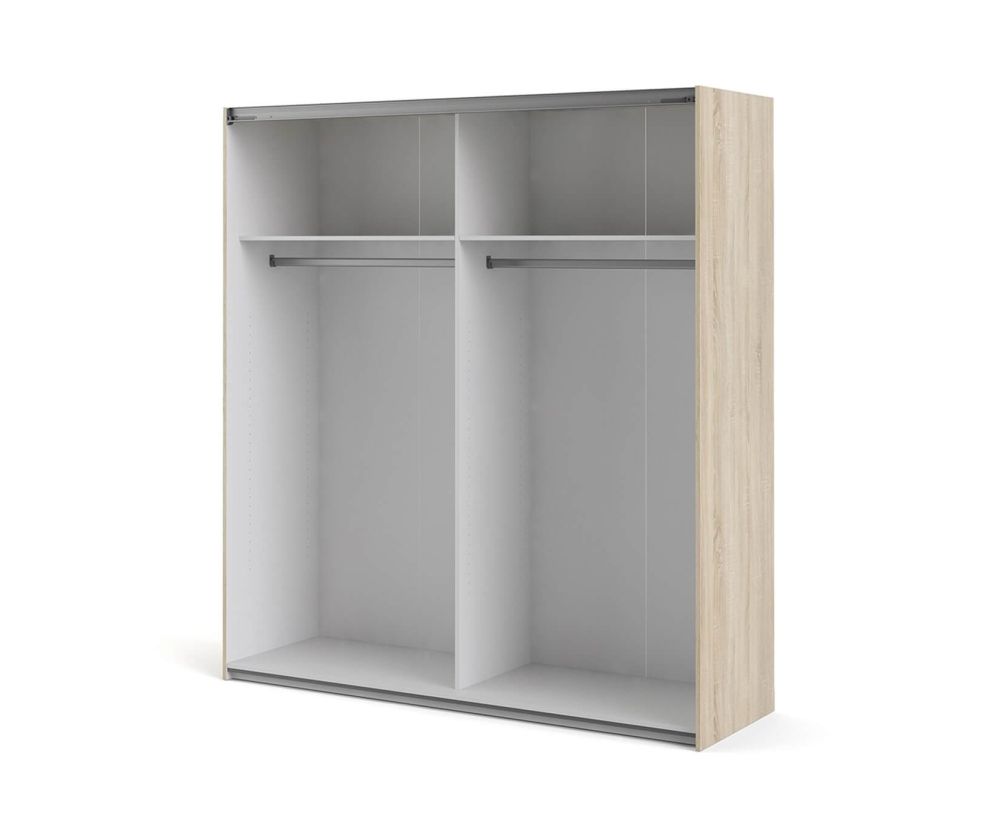FTG Verona Oak with White and Oak Door 180cm Sliding Wardrobe with 2 Shelves