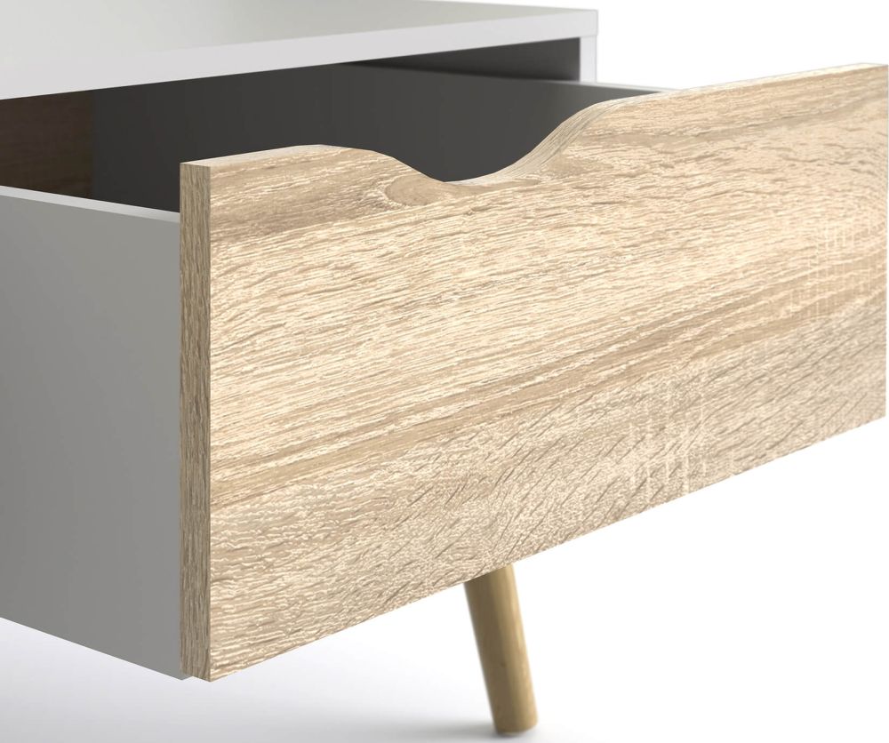 FTG Oslo White and Oak 1 Drawer 1 Shelf Coffee Table