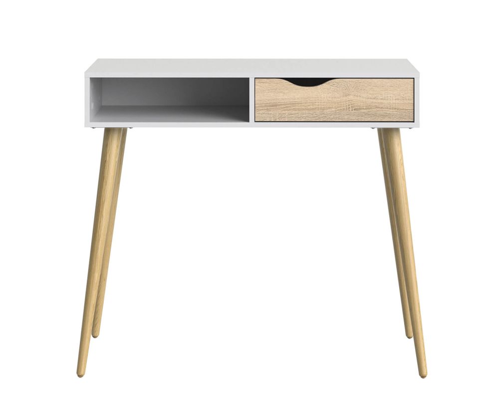 FTG Oslo White and Oak 1 Drawer 1 Shelf Console Table