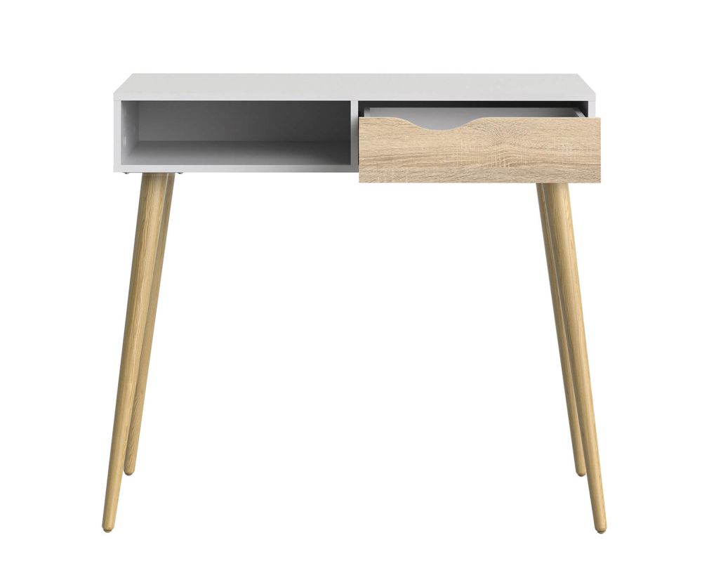 FTG Oslo White and Oak 1 Drawer 1 Shelf Console Table