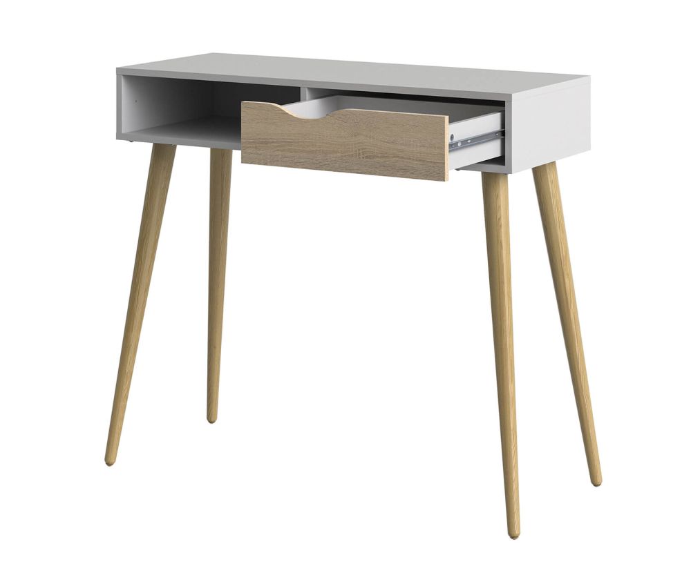 FTG Oslo White and Oak 1 Drawer 1 Shelf Console Table