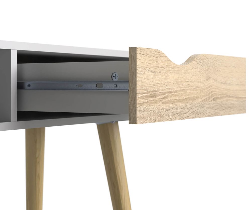 FTG Oslo White and Oak 1 Drawer 1 Shelf Console Table