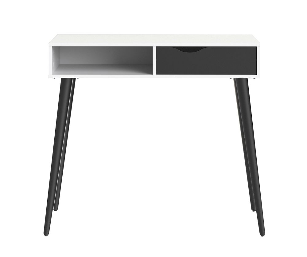 FTG Oslo White and Black Matt 1 Drawer 1 Shelf Console Table