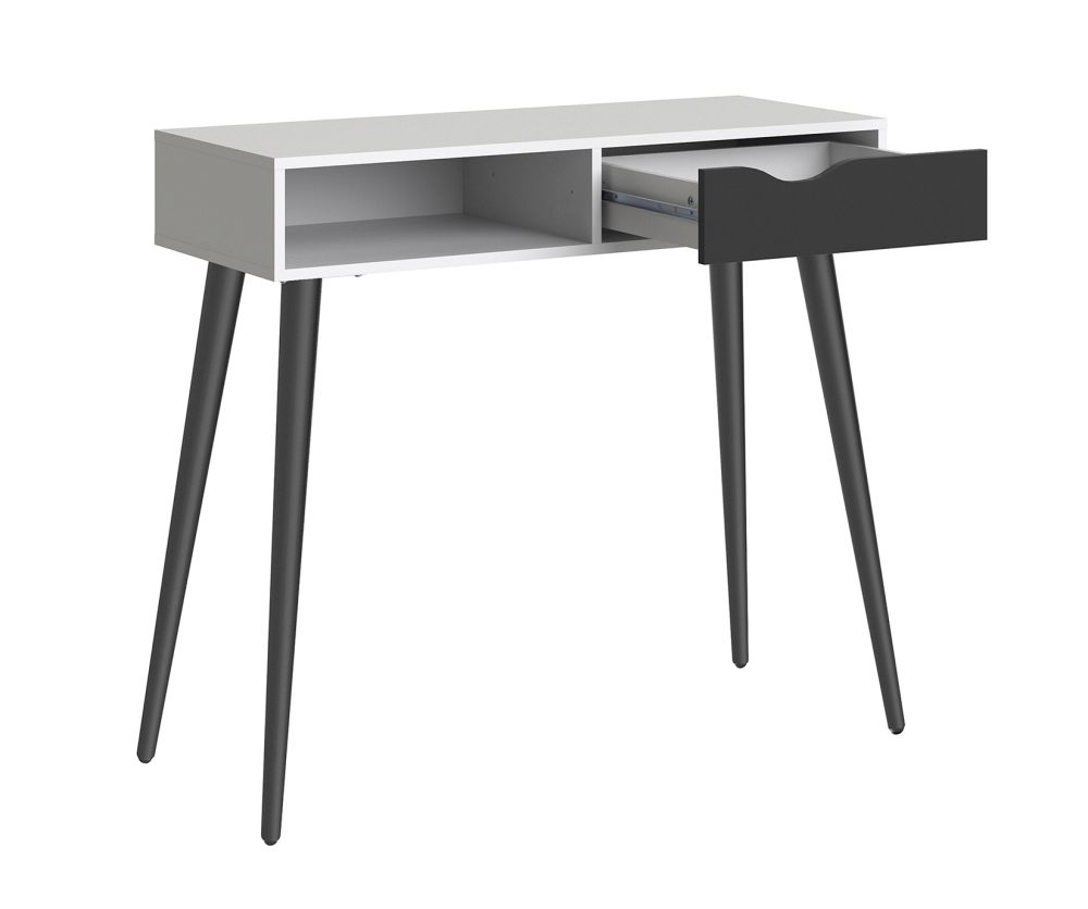 FTG Oslo White and Black Matt 1 Drawer 1 Shelf Console Table