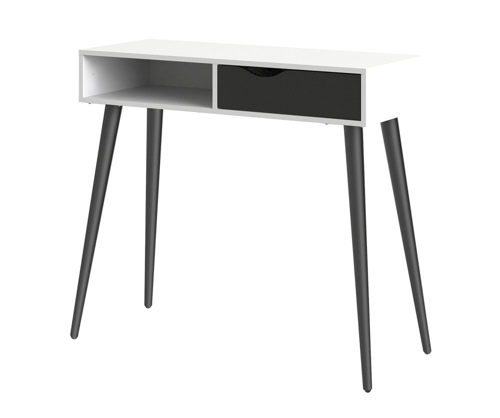 FTG Oslo White and Black Matt 1 Drawer 1 Shelf Console Table