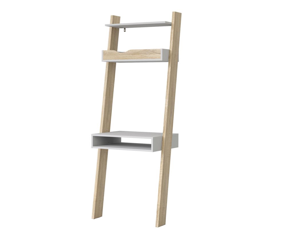FTG Oslo White and Oak Leaning Desk