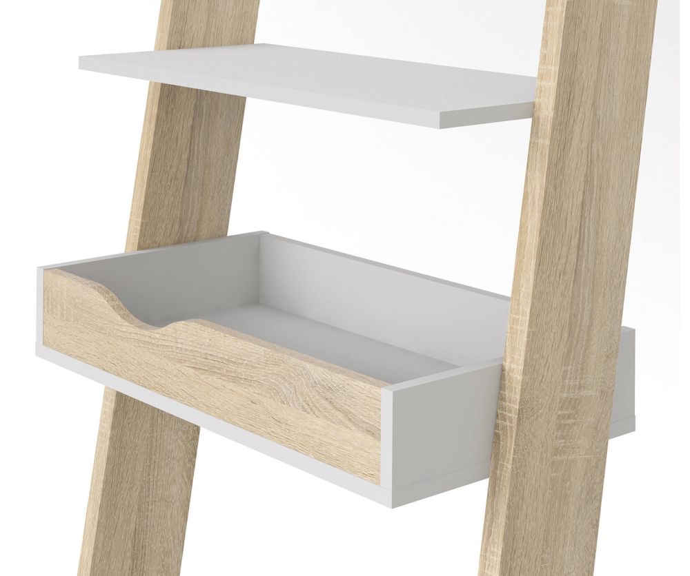 FTG Oslo White and Oak Leaning Desk