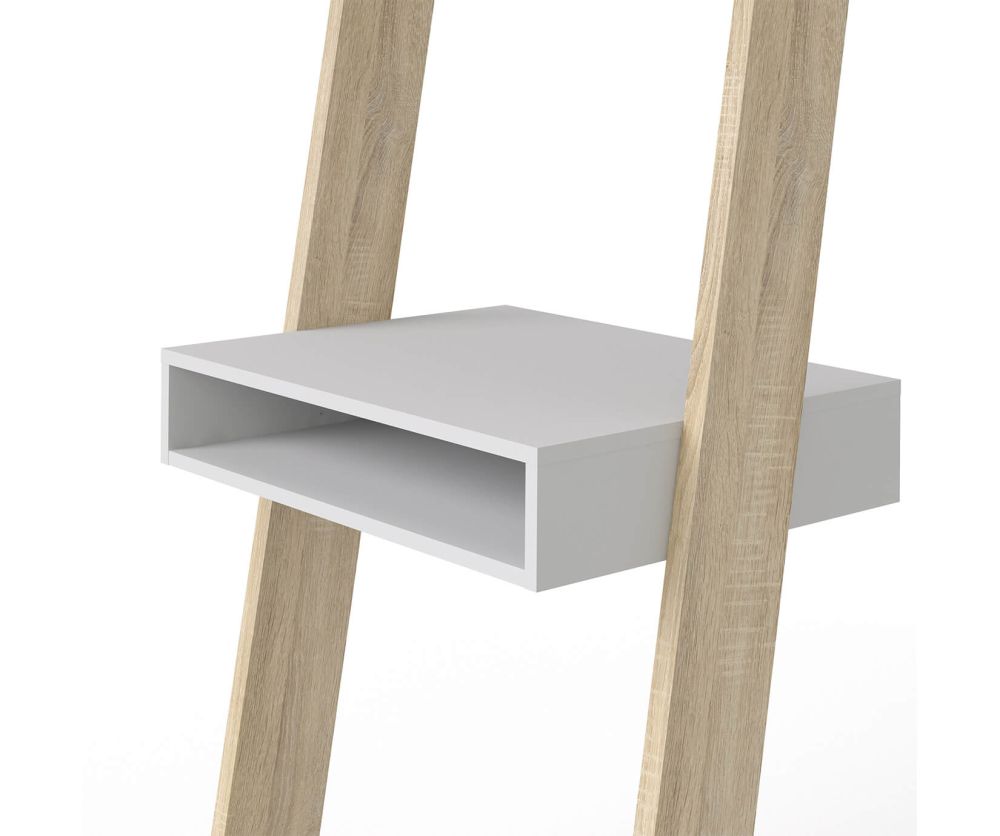 FTG Oslo White and Oak Leaning Desk