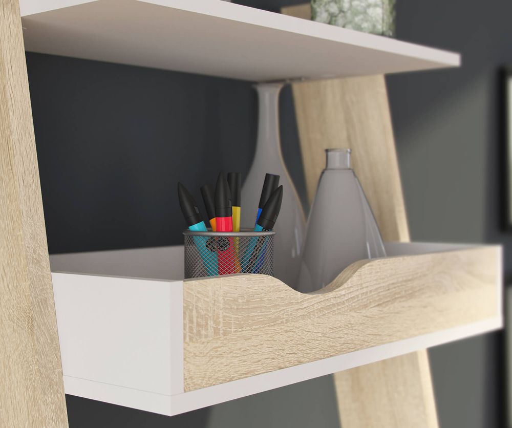 FTG Oslo White and Oak Leaning Desk
