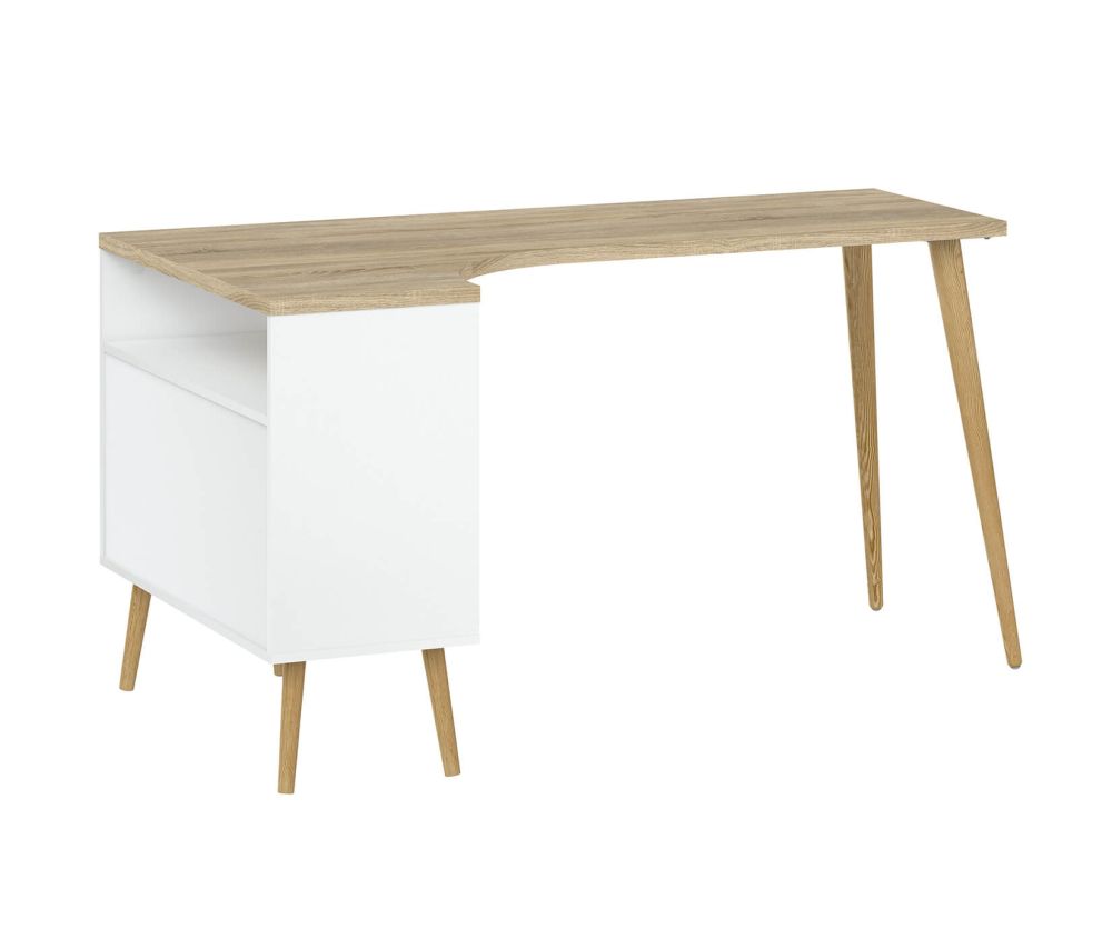 FTG Oslo White and Oak 2 Drawer Desk