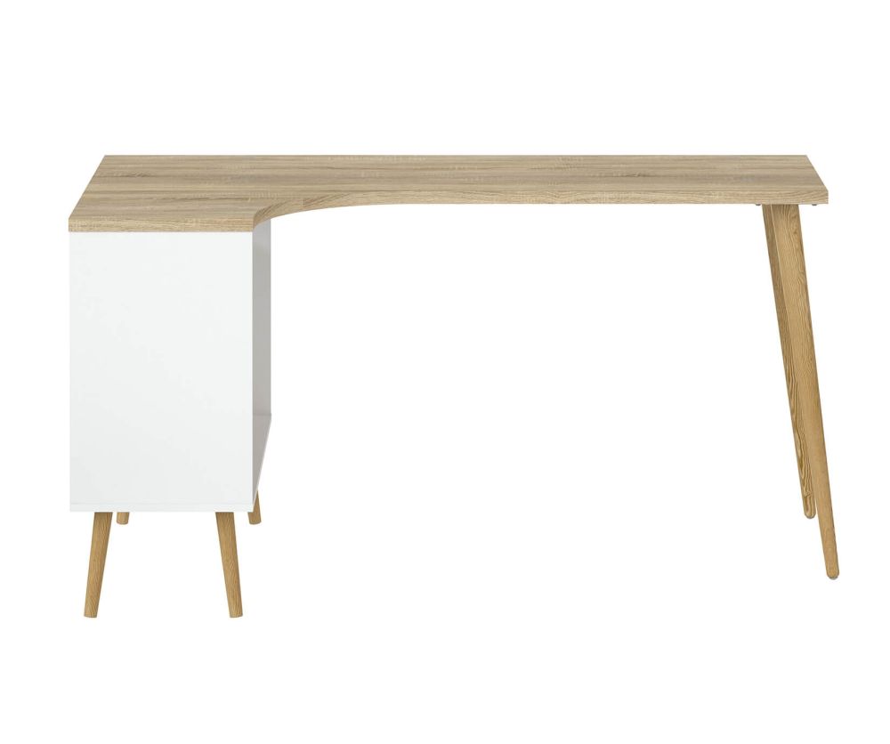 FTG Oslo White and Oak 2 Drawer Desk