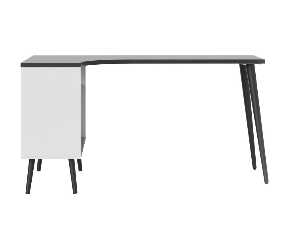 FTG Oslo White and Black Matt 2 Drawer Desk