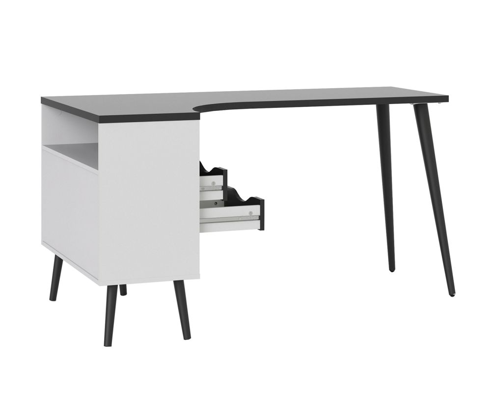 FTG Oslo White and Black Matt 2 Drawer Desk