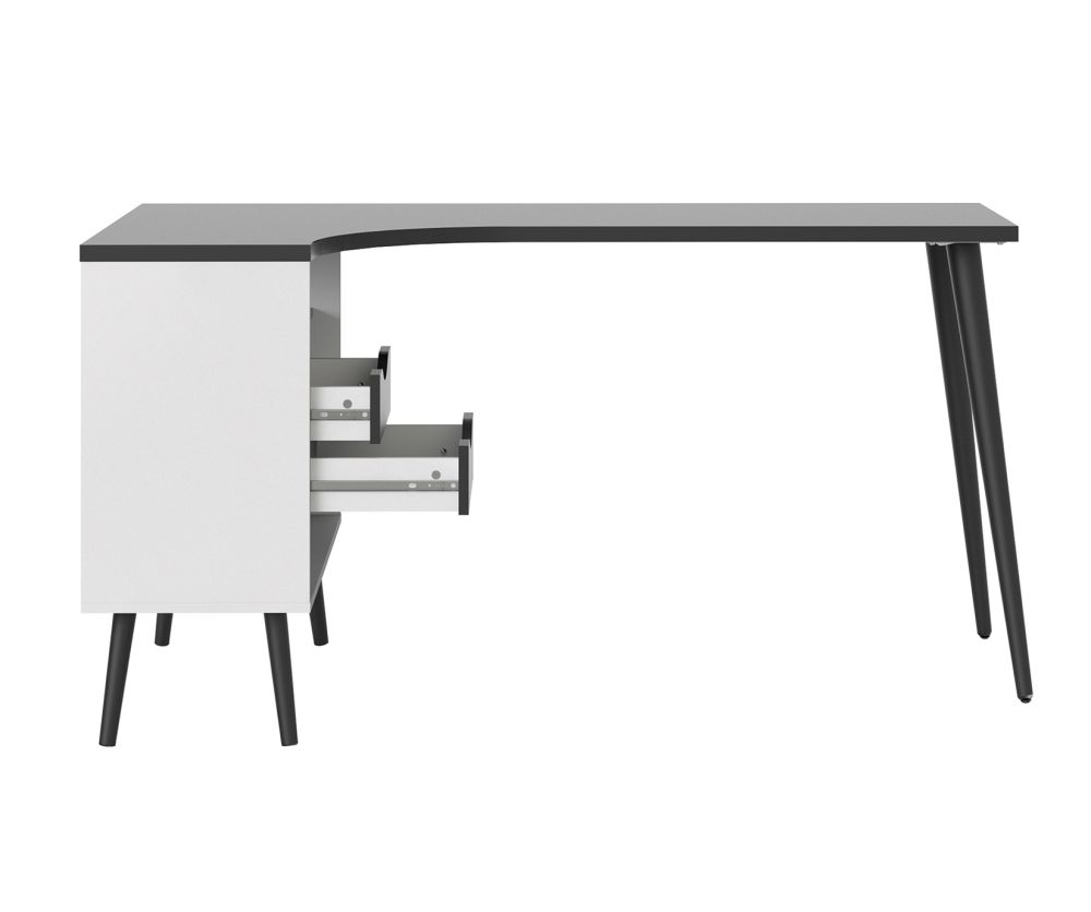 FTG Oslo White and Black Matt 2 Drawer Desk