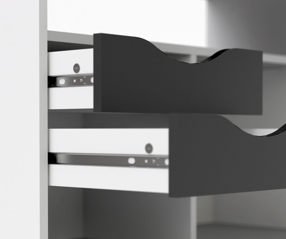 FTG Oslo White and Black Matt 2 Drawer Desk
