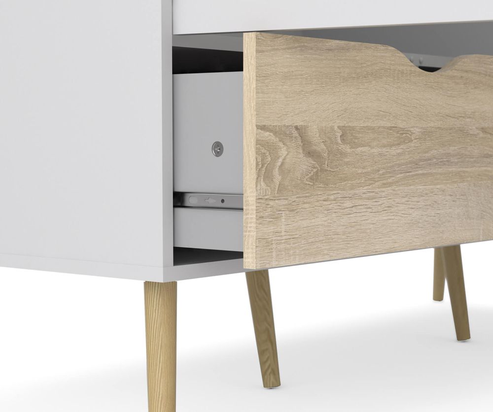 FTG Oslo White and Oak 3 Door 3 Drawer Wardrobe