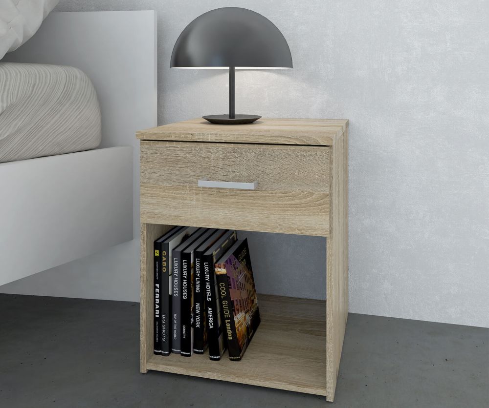 FTG Space Oak 1 Drawer Bedside Table