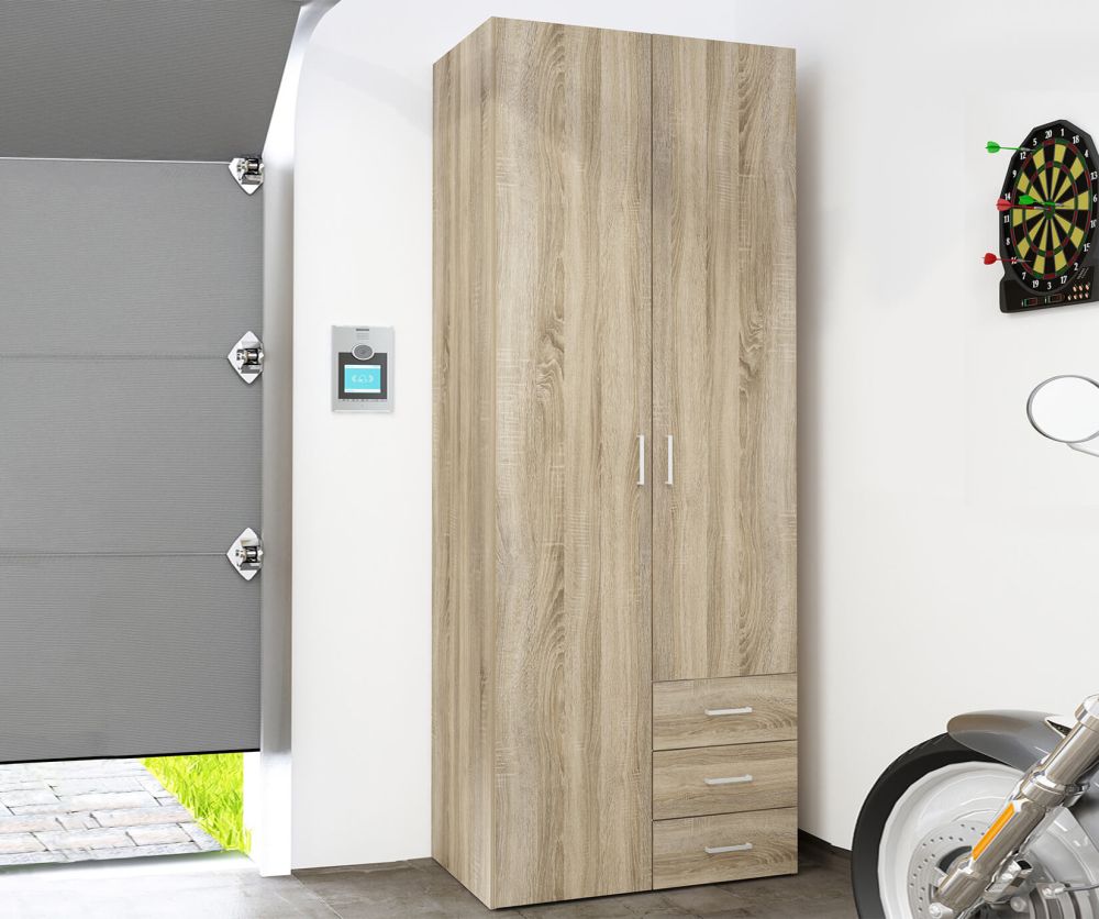 FTG Space Oak 2 Door 3 Drawer Wardrobe