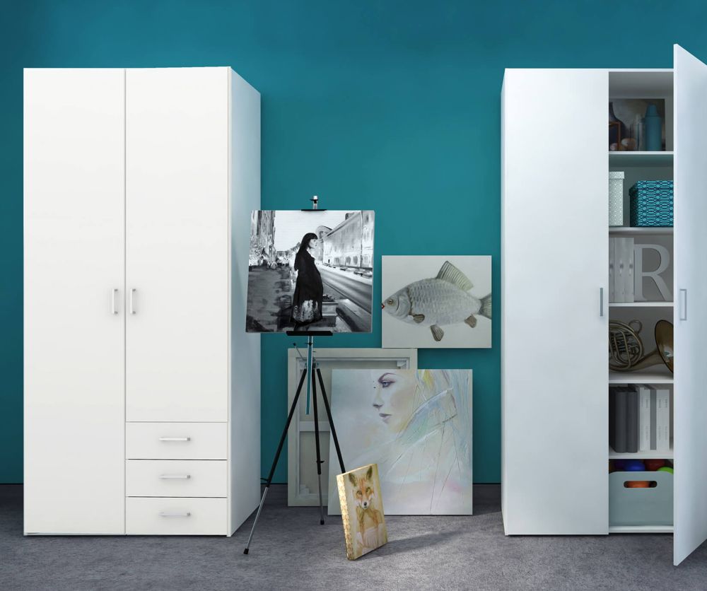 FTG Space White 2 Door 3 Drawer Wardrobe