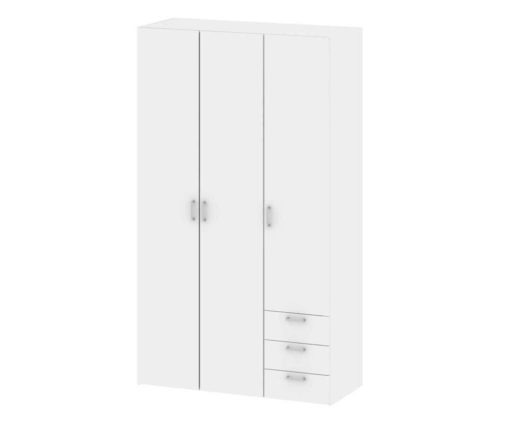 FTG Space White 3 Door 3 Drawer Wardrobe