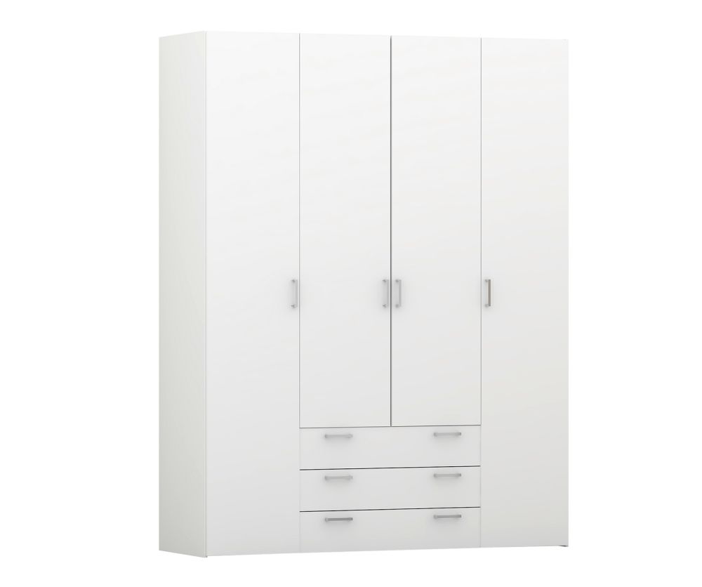 FTG Space White 4 Door 3 Drawer Wardrobe