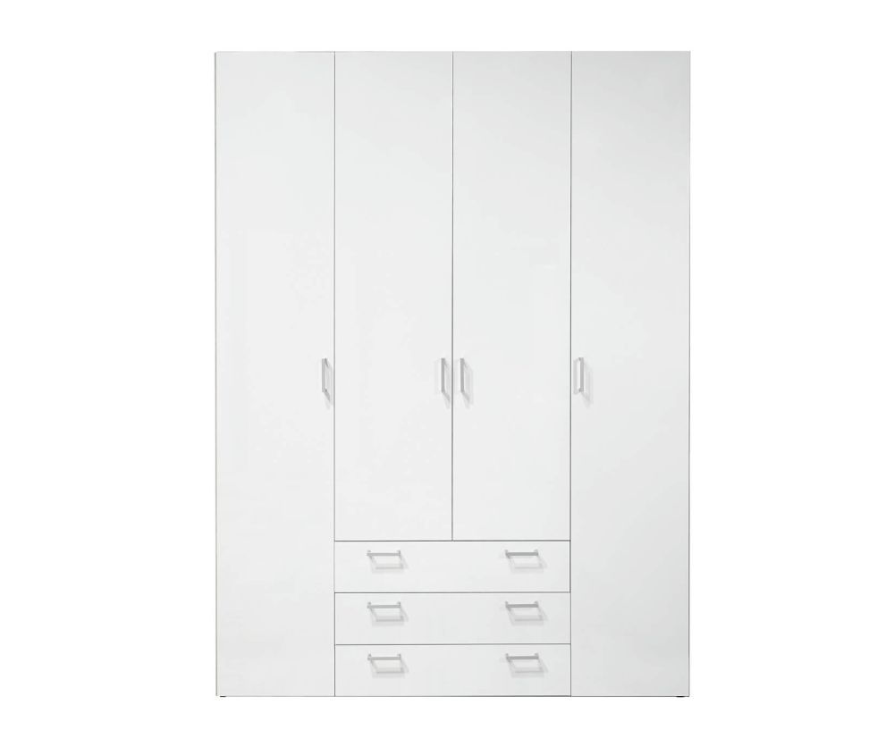 FTG Space White 4 Door 3 Drawer Wardrobe