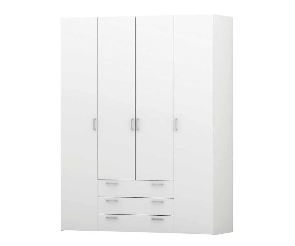 FTG Space White 4 Door 3 Drawer Wardrobe