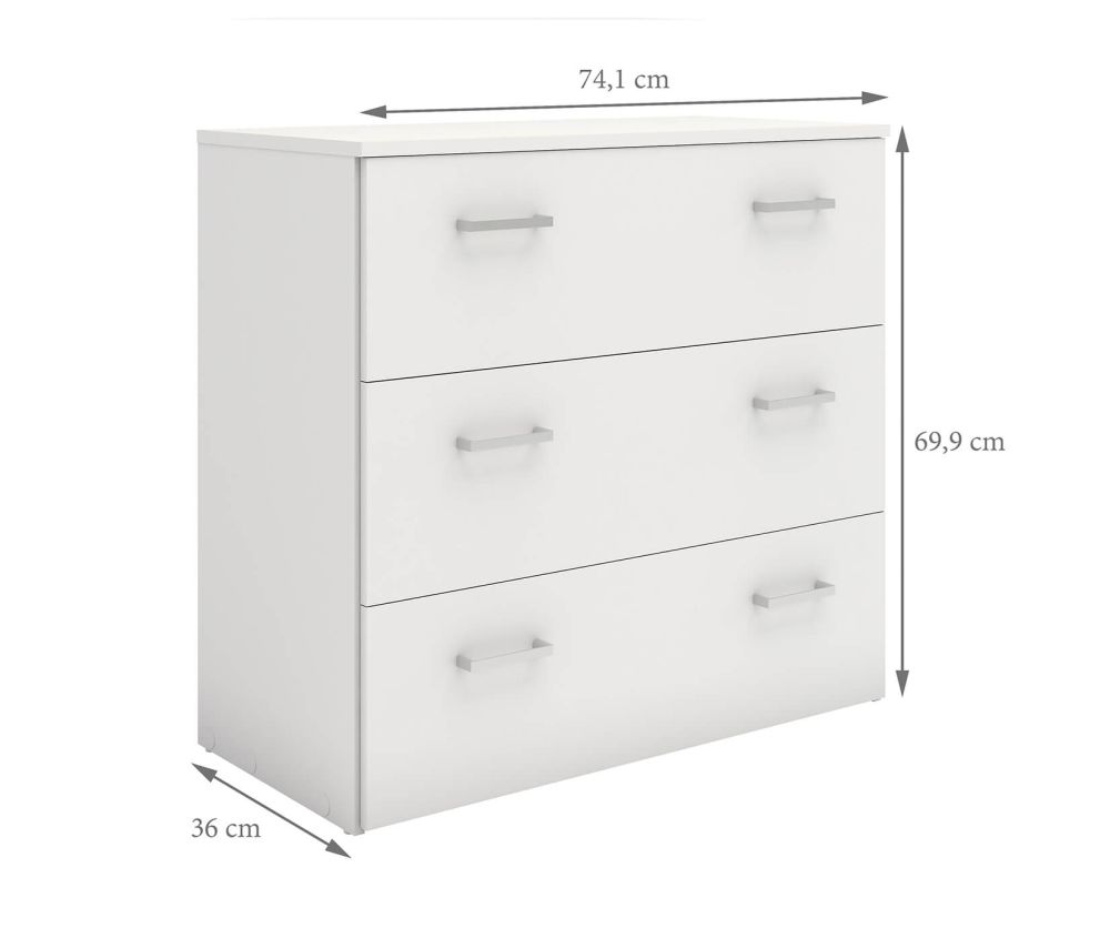 FTG Space White 3 Drawer Chest