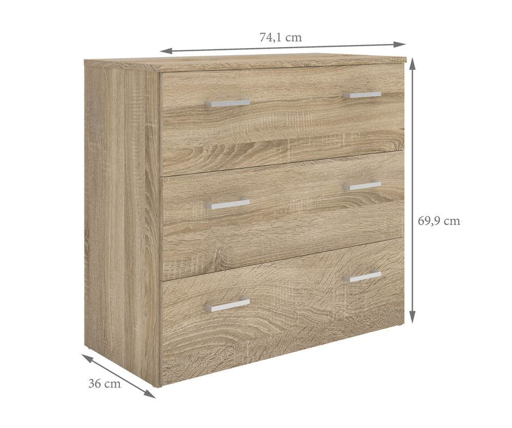 FTG Space Oak 3 Drawer Chest