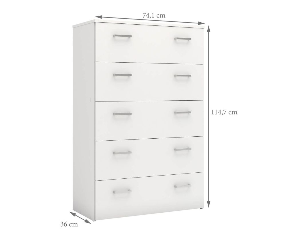 FTG Space White 5 Drawer Chest